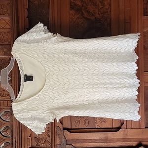 Ann Taylor Off White Lace Short Sleeve Top M